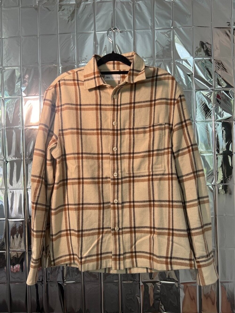 Zara Men's Cotton Blend Flannel Long Sleeve Button Down Shirt Size Small